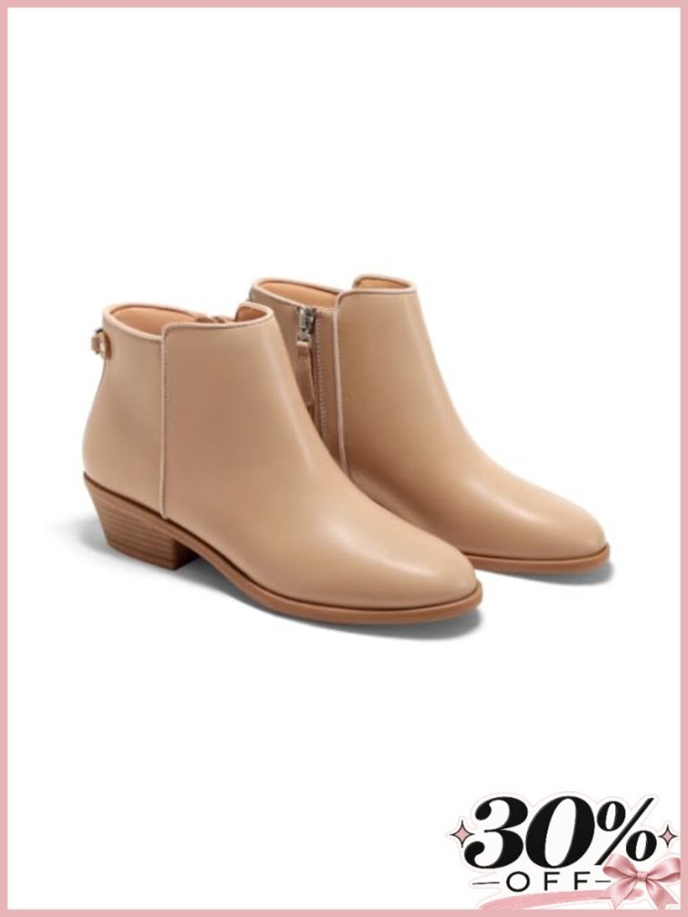 Women's Ankle Boots Chunky Low Heel Side Zipper Faux Suede Dress Booties